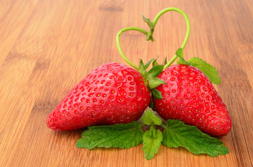Strawberries and green heart