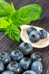 Blueberry on wooden board