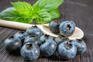 Blueberry on wooden board