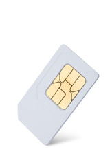mobile phone sim card isolated on white