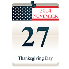Calendar for Thanksgiving Day