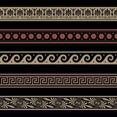 Greek patterns. Border decoration elements. Seamless vector file