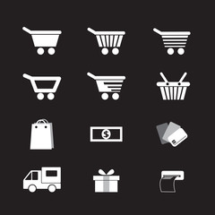 vector set shopping cart icon