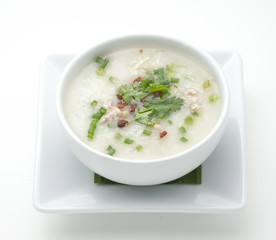 A bowl of porridge isolated on white