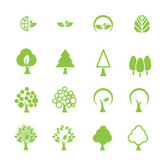 Obraz premium zestaw ikon drzewa
