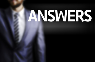 Answers written on a board
