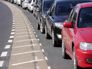 Parked cars on road