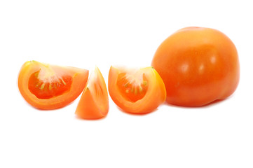 Tomato Slices Isolated Over White Background