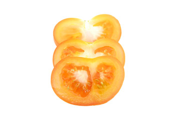 Tomato Slices Isolated Over White Background