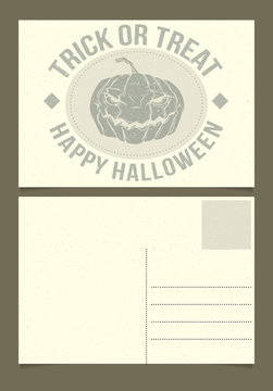 Halloween postcard template. Front and back sides