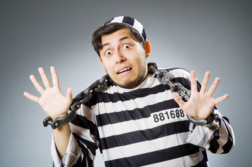 Funny prison inmate in concept
