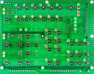green motherboard and circuit board