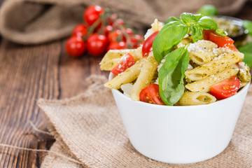 Fresh made Penne with Basil Pesto