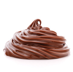 Chocolate cream swirl isolated on white background cutout