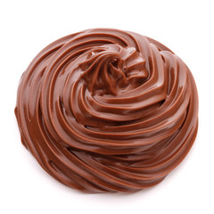 Chocolate cream swirl isolated on white background cutout