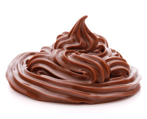 Chocolate cream swirl isolated on white background cutout