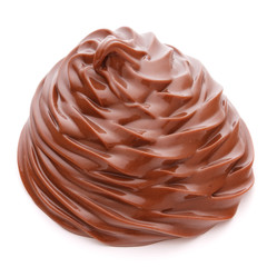Chocolate cream swirl isolated on white background cutout