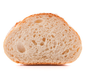 Hunk or slice of fresh white bread isolated on white background