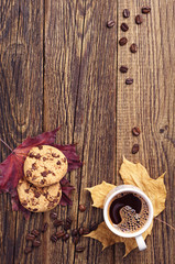 Coffee with chocolate cookies