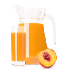 Peach fruit juice in glass jug