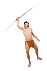 Native american in funny concept isolated on white