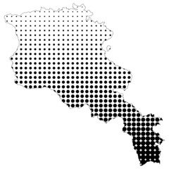 Fototapeta premium Illustration of map with halftone dots - Armenia.