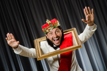 King with picture frame in funny concept