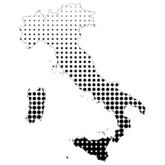 Illustration of map with halftone dots - Italy.