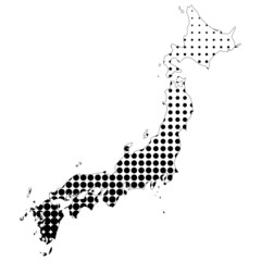 Illustration of map with halftone dots - Japan.