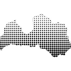 Fototapeta premium Illustration of map with halftone dots - Latvia.