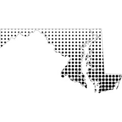 Illustration of map with halftone dots - Maryland.