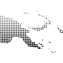 Illustration of map with halftone dots - Papau New Guinea.
