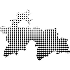 Illustration of map with halftone dots - Tajikistan.