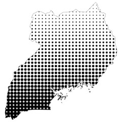 Fototapeta premium Illustration of map with halftone dots - Uganda.