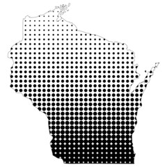 Fototapeta premium Illustration of map with halftone dots - Wisconsin.