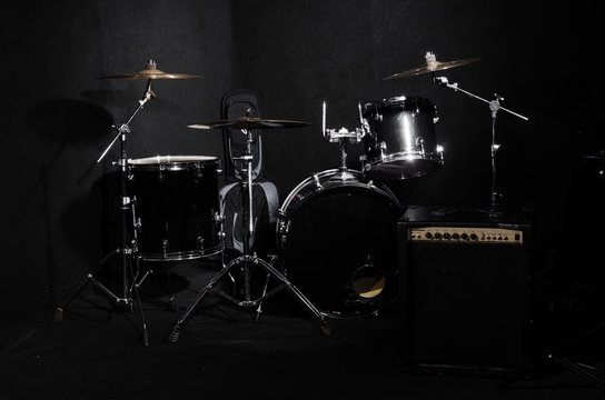 Set of musical instruments during concert