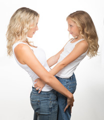 Beautiful blondes, a mother and kid together