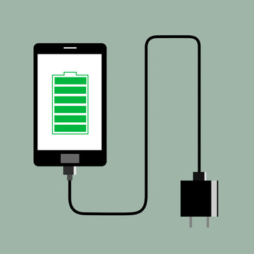 phone charger full battery , vector illustration