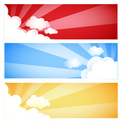 Sunray Sunburst Cloud Set, Vector illustration