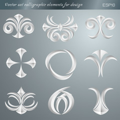 Naklejka premium Vector set calligraphic elements for design. vector illustration