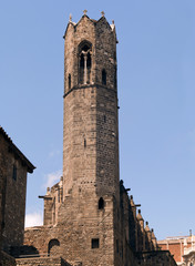 Fototapeta na wymiar Bell tower of Royal Chapel of St. Agatha, Barcelona