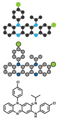 Clofazimine leprosy drug molecule.
