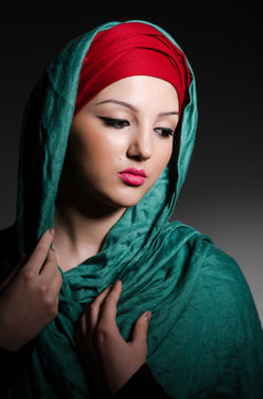 Portrait of the young woman with headscarf