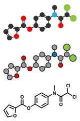 Diloxanide furoate amoebiasis drug molecule.