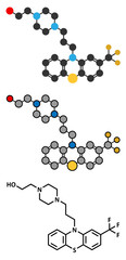 Fluphenazine antipsychotic drug molecule.