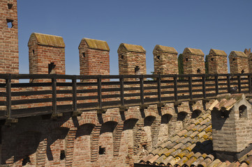 view of some details of the castle of gradara