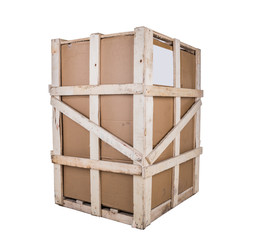 Cardboard boxes with wooden reinforcement