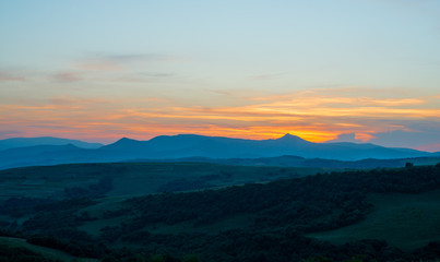 Evening landscape in the Ukrainian Carpathians
