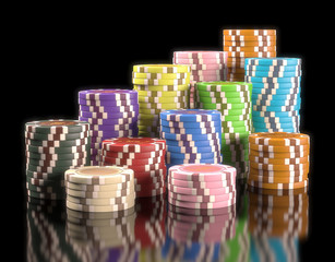Gambling chips. Clipping path included.