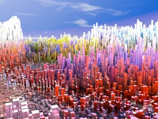 Città del futuro, grattacieli, fantascienza, astratto © Naeblys